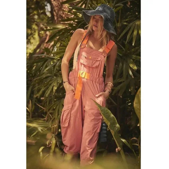 NWOT Free People FP Movement Morning Meadow Jumpsuit Overalls Matte Rose XS - Picture 4 of 10
